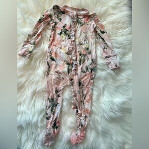Posh Peanut Pink Floral Footed One-Piece
